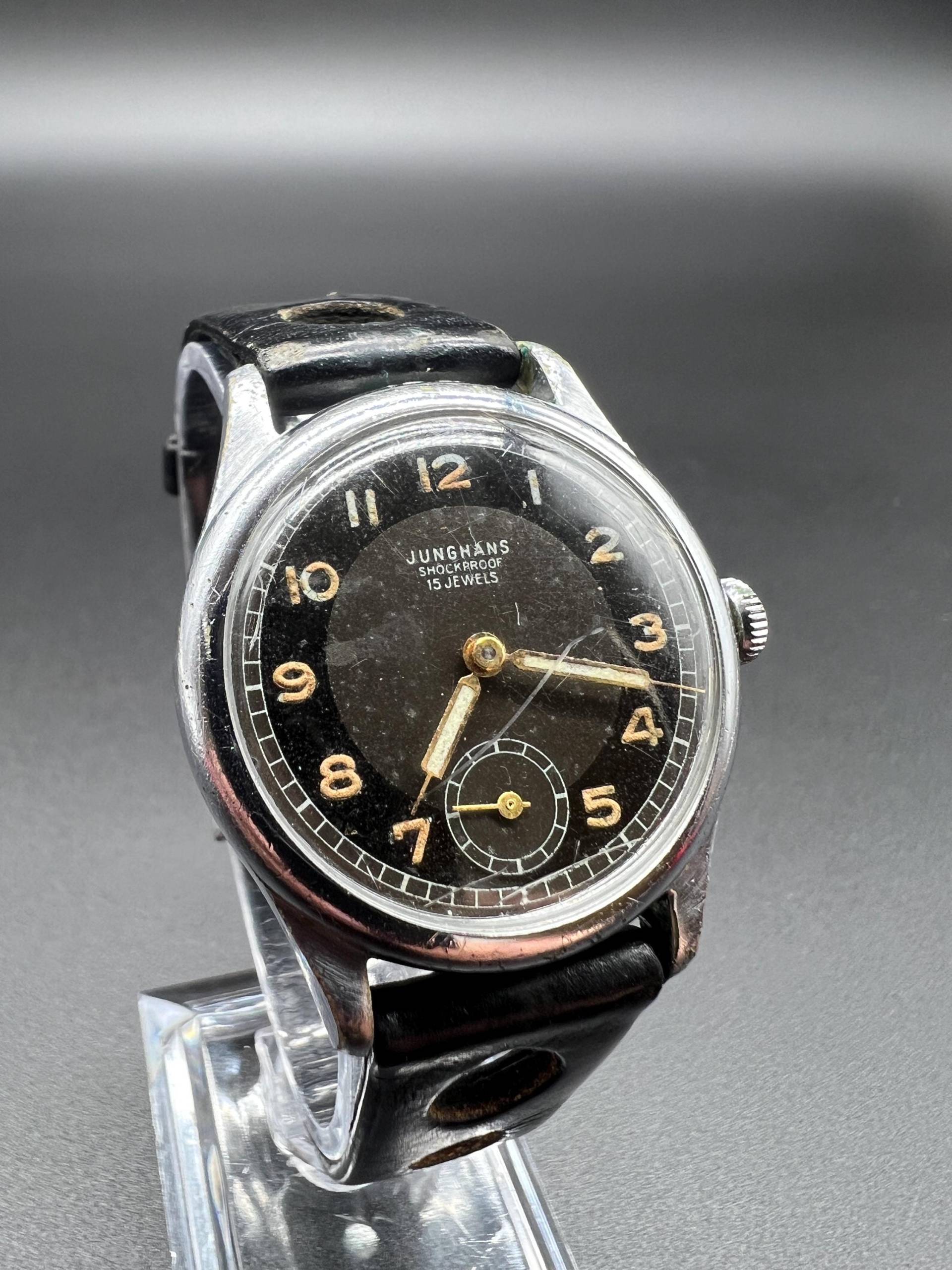 Junghans Vintage Herrenuhr 1950Er Militär Black Dial Watch Mechanisch 15 Jewels von xVintaqe