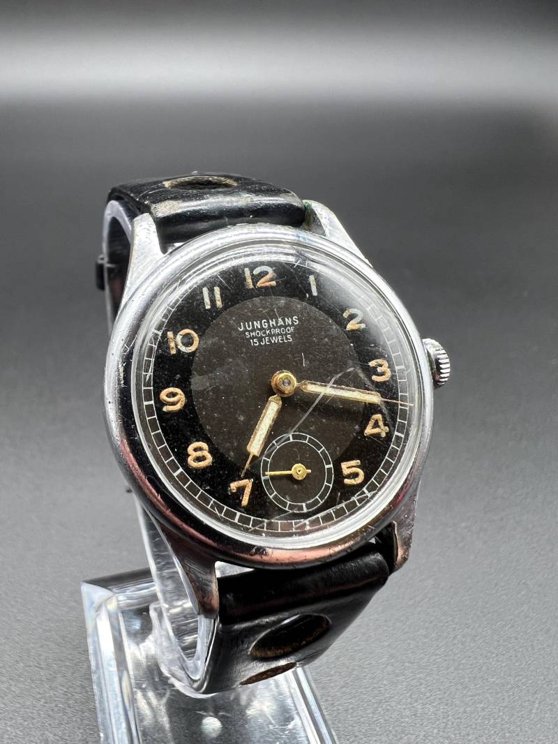 Junghans Vintage Herrenuhr 1950Er Militär Black Dial Watch Mechanisch 15 Jewels von xVintaqe