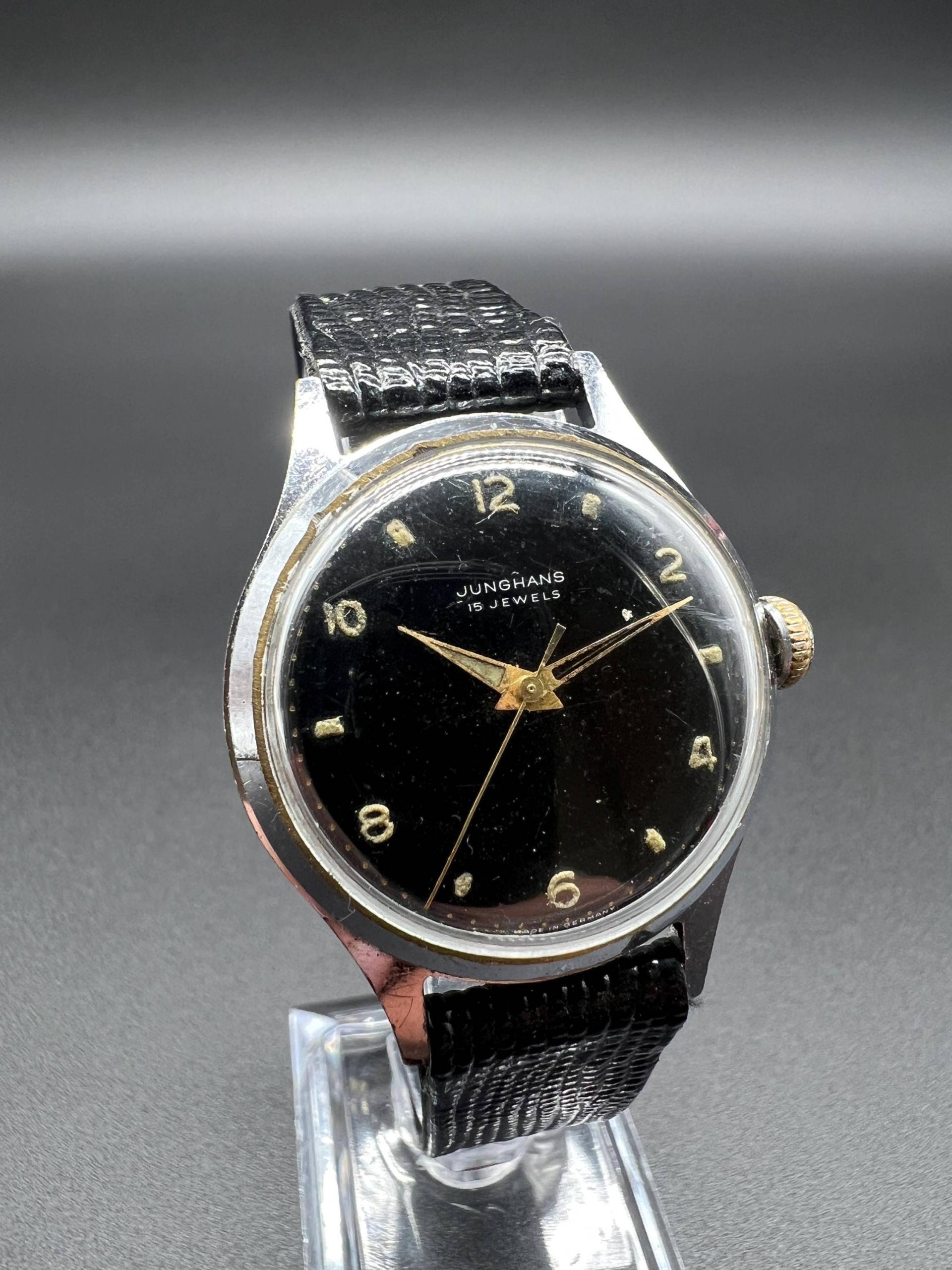 Junghans Vintage Herrenuhr Militär Black Dial Mechanisch 1950Er Germany von xVintaqe