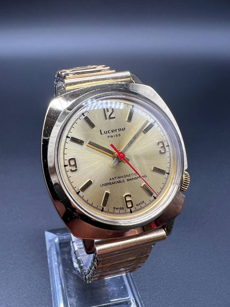 Lucerne Swiss Vintage Herrenuhr Gold Made Watch Super Zustand Mechanisch von xVintaqe