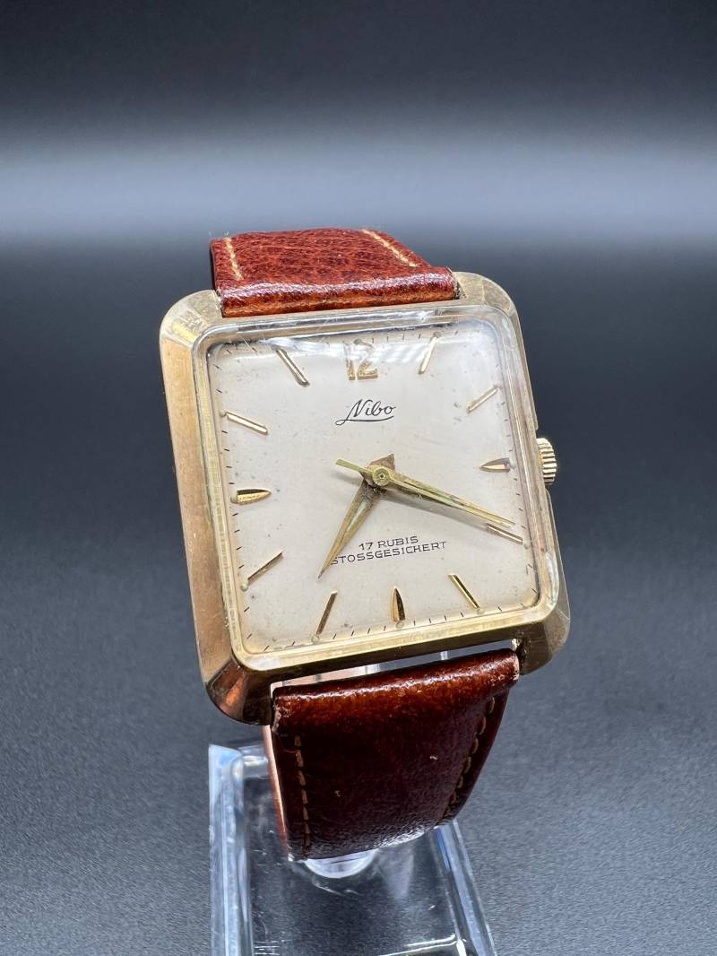 Nibo Vintage 1950Er Herrenuhr Quadrat Tank Mechanisch Vergoldet Watch von xVintaqe