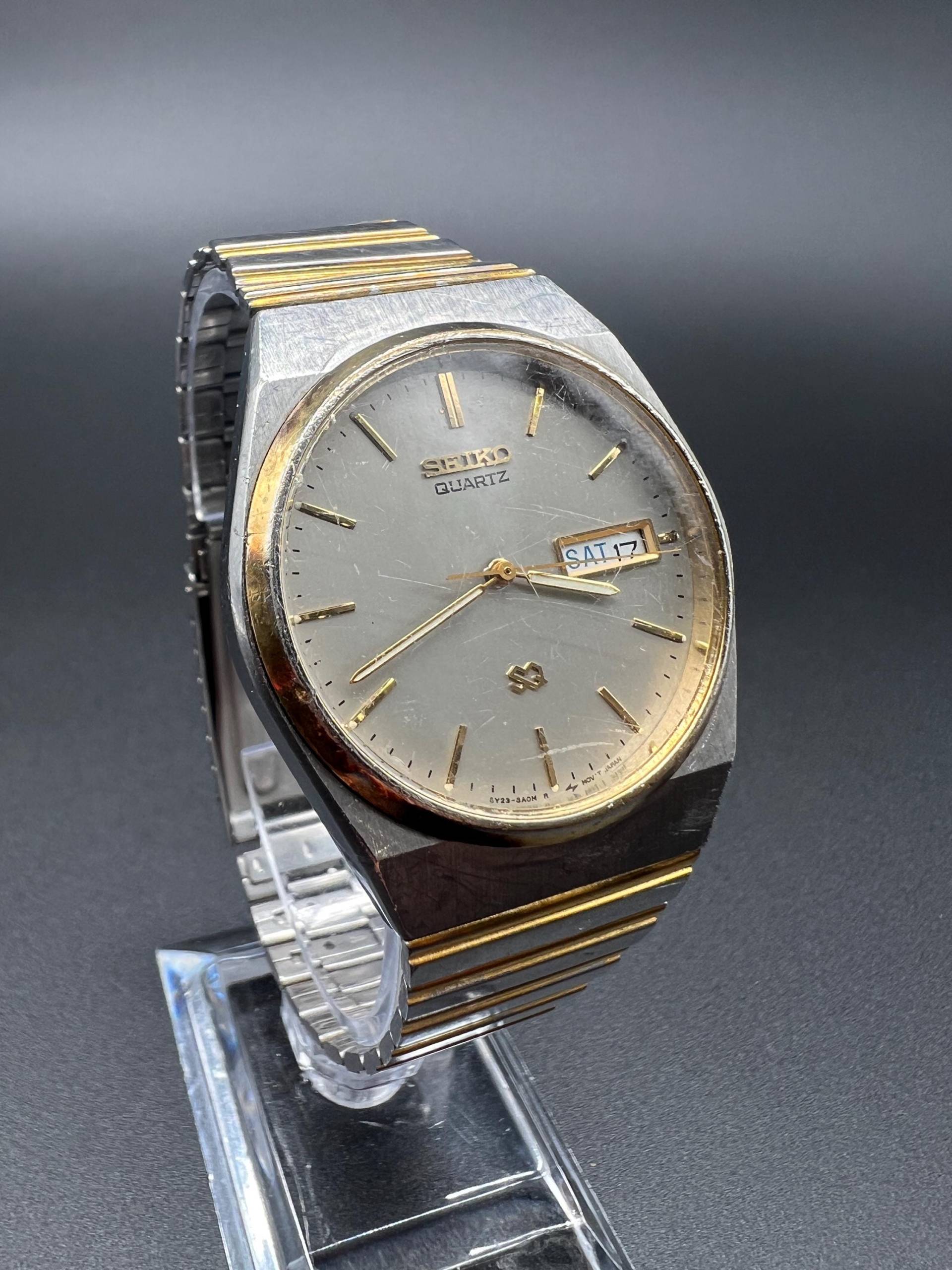 Seiko Sq Quartz Vintage Day Date Watch Uhr Bicolor Herren von xVintaqe