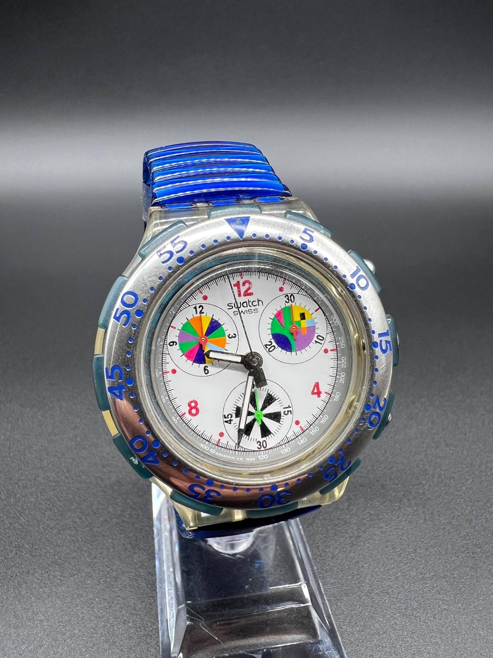 Swatch Aqua Chrono Bagnino Sbk102 Armbanduhr Vintage Uhr 1990Er Swiss Made von xVintaqe