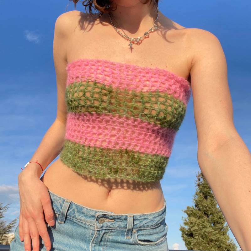 Crochet Striped Alpaca Silk Top von xallua