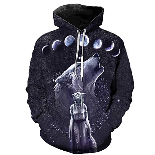 xasdvb 3D Wolf Hoodies Männer Hooded Animal Wolf Bedruckte Hoodie Sweatshirts Trainingsanzüge Herren / Damen Jacken Funny Hoody-W03_XXXL von xasdvb