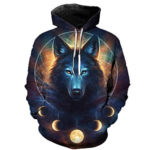 xasdvb 3D Wolf Hoodies Männer Hooded Animal Wolf Bedruckte Hoodie Sweatshirts Trainingsanzüge Herren / Damen Jacken Funny Hoody-W04_4XL von xasdvb