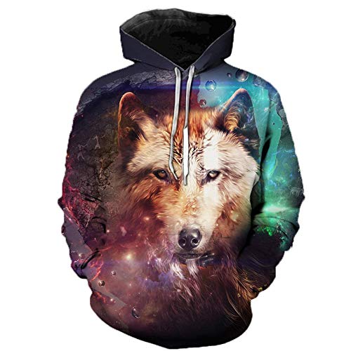 xasdvb 3D Wolf Hoodies Männer Hooded Animal Wolf Bedruckte Hoodie Sweatshirts Trainingsanzüge Herren / Damen Jacken Funny Hoody-W05_4XL von xasdvb