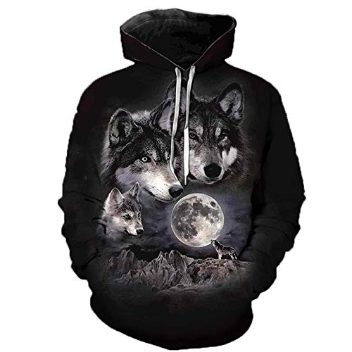 xasdvb 3D Wolf Hoodies Männer Hooded Animal Wolf Bedruckte Hoodie Sweatshirts Trainingsanzüge Herren / Damen Jacken Funny Hoody-W06_4XL von xasdvb