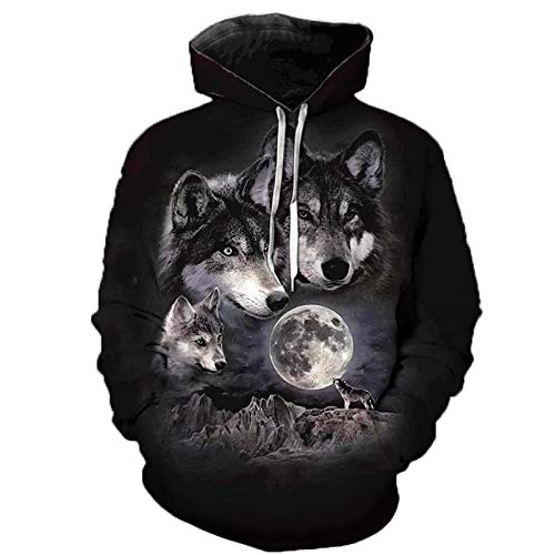 xasdvb 3D Wolf Hoodies Männer Hooded Animal Wolf Bedruckte Hoodie Sweatshirts Trainingsanzüge Herren / Damen Jacken Funny Hoody-W06_L von xasdvb