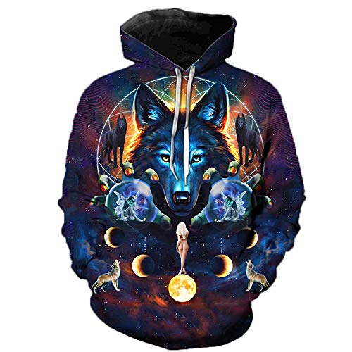 xasdvb 3D Wolf Hoodies Männer Hooded Animal Wolf Bedruckte Hoodie Sweatshirts Trainingsanzüge Herren / Damen Jacken Funny Hoody-W07_4XL von xasdvb