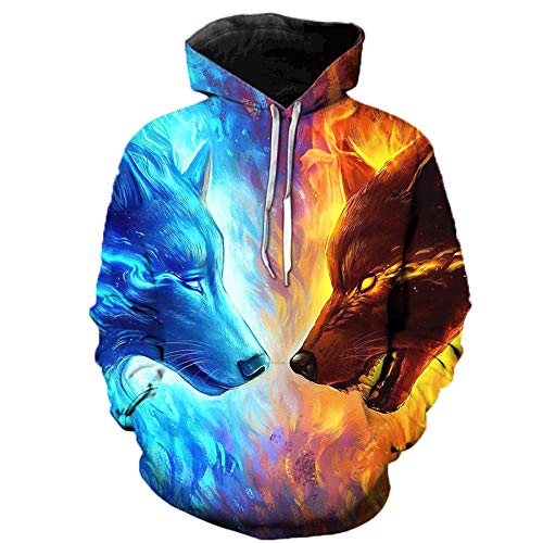 xasdvb 3D Wolf Hoodies Männer Hooded Animal Wolf Bedruckte Hoodie Sweatshirts Trainingsanzüge Herren / Damen Jacken Funny Hoody-W08_6XL von xasdvb