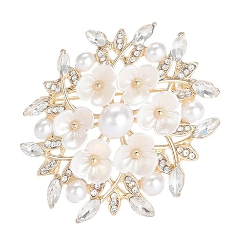 Blumenbrosche mit Perlen und Legierung, entworfen für moderne Frauen, verschönert sowohl professionelle als auch Freizeitkleidung, allergieresistent von xbiez