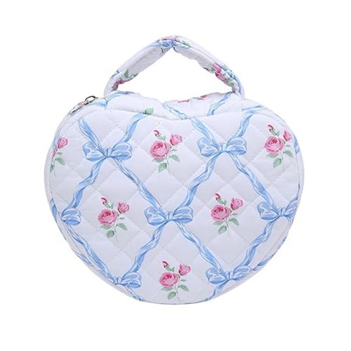 Elegante Make-up-Tasche mit Blumenmuster, stilvolle Aufbewahrungstasche, lässige Kosmetiktasche für modische Reisende und den täglichen Gebrauch, Damen-Reisetasche, Rhombusblau, Mass Beauty von xbiez