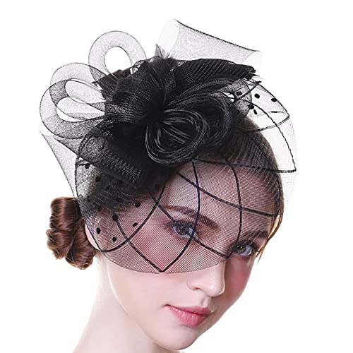 Fascinator für Damen, Fascinator, Kopfband, Teeparty, Fascinator, Cocktail, Netz, Blumen-Fascinator, Schleier, Netz, Pillbox, Hut, Cocktail, Teeparty, Feder-Stirnband von xbiez