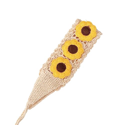 Frauen Turban Böhmen Stirnband Floral Kopfbedeckung Gestrickte Haarband Sonnenblume Mädchen Urlaub Foto Dame Turban Gehäkeltes Haarband von xbiez