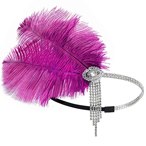 Glitzerndes Haarband für Damen, 1920er-Jahre, Flapper-Kopfschmuck, Zubehör für Party, elegantes Feder-Stirnband, Flapper-Stirnbänder für Damen von xbiez