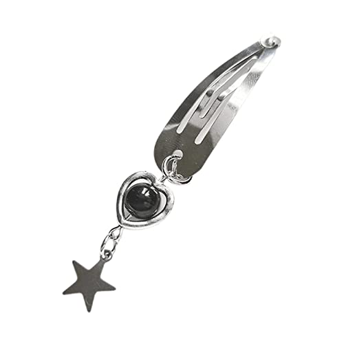 Haarspange mit Stern-Herz, hohl, geometrisch, elegant, Entenschnabel-Clip, Y2K, Stern-Gothic-Haarspange, Accessoire, Damen-Schmuck, Stern-Charm-Haarspange von xbiez