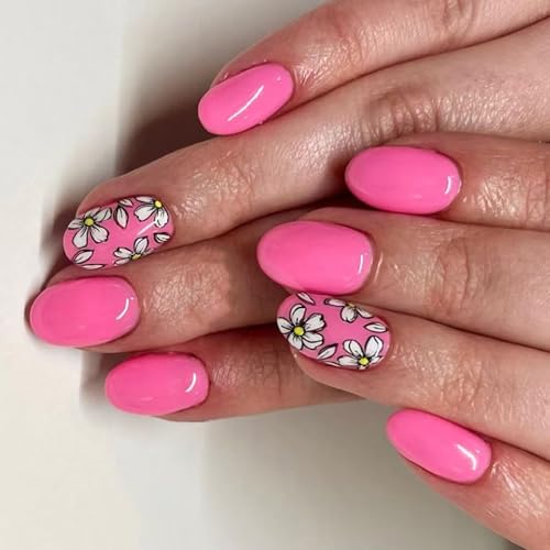 Künstliche Nägel zum Aufdrücken von Mandeln, Blume, französische Acryl-Klebstoffe für Damen, Sarg, Mandel, französische Spitze, 24 Stück Künstliche Nägel zum Aufdrücken von Mandeln, Blume, französische Acryl-Klebstoffe für Damen, Sarg, Mandel, französische Spitze, 24 Stück von xbiez