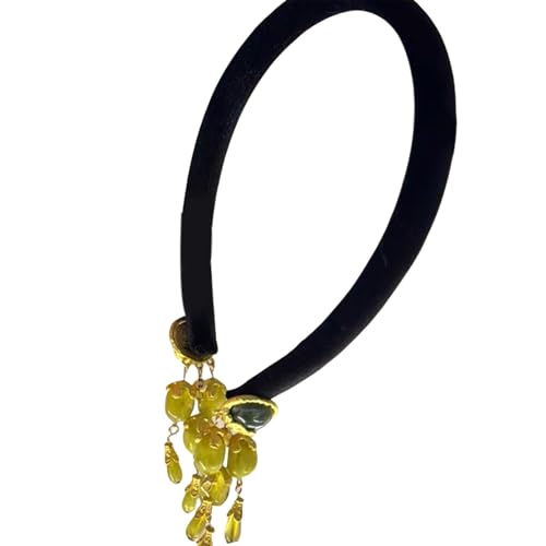 Modische, grüne Stirnbänder mit Edelsteinen, Quasten, schmaler Haarreif, geeignet für stilvolle formelle Anlässe und Outfits von xbiez