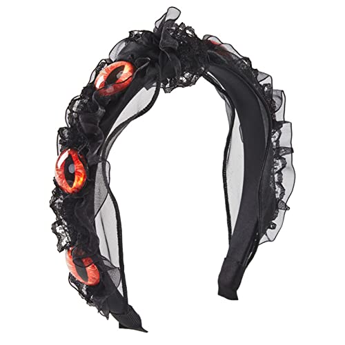 Plissiertes Stirnband, schwarzes Stirnband, Gothic-Kopfbedeckung, Halloween, böse Augen, Stirnband für Damen, Punk, Gothic, Böse Augen, Stirnband für Damen von xbiez