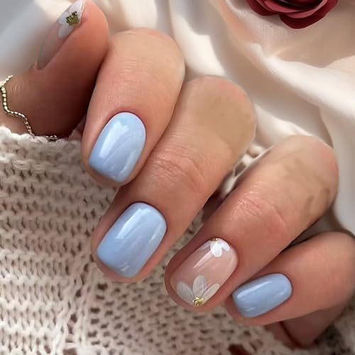 Quadratische Kunstnägel, zum Aufdrücken, künstliche Acryl-Kunstnägel, zum Aufdrücken, französische Spitzen, Acrylkleber auf Nägel für Damen, transparent, 24 Stück von xbiez