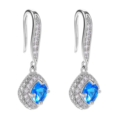 Quadratische Zirkonia-Ohrringe, Hochzeitsohrringe, Ohrschmuck, modischer Metalltropfen für modische Frauen, Büroschmuck von xbiez
