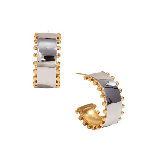 Stilvolle Edelstahl-Ohrringe, Statement-Ringe mit goldfarbenen Perlendetails, bequem zu tragen, Ohrringe für alle Anlässe, Geschäftstreffen, Schmuck von xbiez