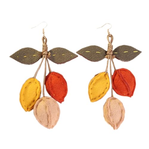 Stilvolle Herbst-Ohrringe für Damen, groß, handgefertigt, Stoff, Kürbis-Sonnenblumen-Designs, Statement-Schmuck, Herbst-Ohrringe für Frauen von xbiez