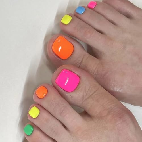 Zehennägel zum Aufdrücken, kurz, quadratisch, französische Spitzen, falsche Zehennägel, zum Aufkleben auf Zehennägel, für Damen, 24 Stück in 12 Größen Zehennägel zum Aufdrücken, kurz, quadratisch, französische Spitzen, falsche Zehennägel, zum Aufkleben auf Zehennägel, für Damen, 24 Stück in 12 Größen von xbiez