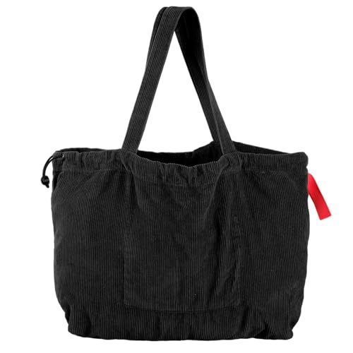 xbiez Damen Retro Cord Umhängetasche mit geräumiger Handtasche zum Pendeln Einkaufen oder Reisen im stilvollen koreanischen Look Büroarbeiter Tasche, Schwarz , One Size von xbiez