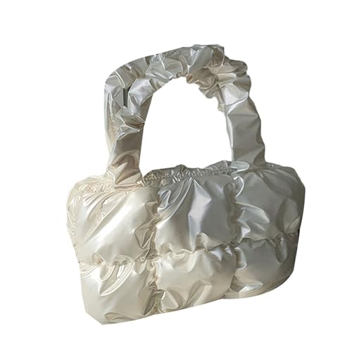 xbiez Damen-Schultertasche mit großem Fassungsvermögen, einfarbig, für Pendler, modische Handtaschen, all-Matching-Einkaufstasche, Tragegriff oben, einfarbig, passend zu Wolken, gesteppte von xbiez