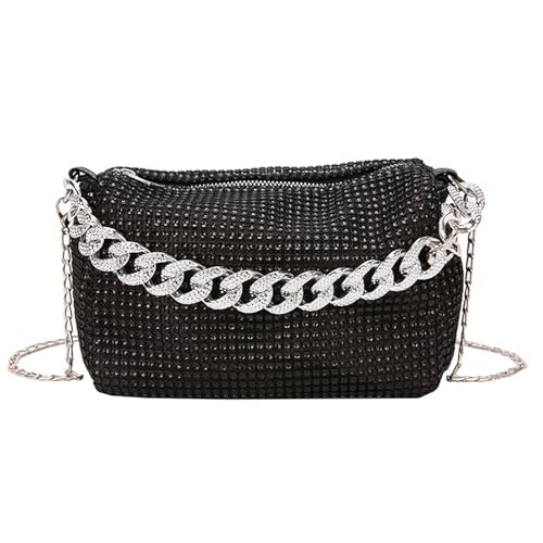 xbiez Damen Stilvolle Strass Handtasche Kleine Abendtasche Schultertaschen Für Hochzeit Party Und Besondere Anlässe Elegante Handtasche, Schwarz , One Size von xbiez