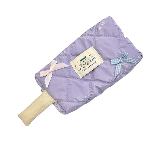 xbiez Federmäppchen mit Cartoon-Motiv, schöne Schleifen, Make-up, ästhetisch, Schulbedarf, große Kapazität, Cartoon-Make-up-Tasche, schöne Schleifen-Tasche, violett von xbiez
