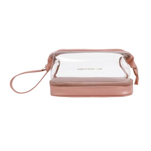 xbiez Große Reise-Kulturbeutel, doppellagig, transparent, Aufbewahrung, Make-up-Tasche, PU-Leder, Organizer für Damen, rose von xbiez