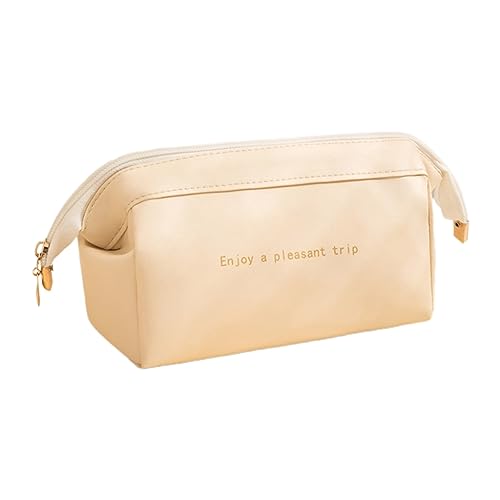 xbiez Kulturbeutel mit großem Fassungsvermögen, multifunktionale Aufbewahrung, Make-up-Tasche, PU-Leder, Organizer für Damen, beige von xbiez
