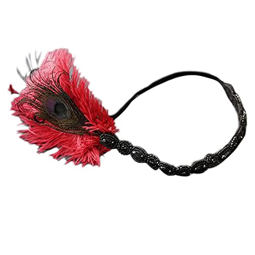 xbiez Mardi Gras Kopfbedeckung Federn Flapper Stirnband Maskerade Kopfschmuck Gatsbys Kopfbedeckung Feder Kopfschmuck Frau Karneval 1920er Jahre Flapper Stirnband für Damen von xbiez