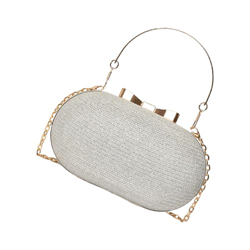 xbiez Moderne Polyester-verzierte Geldbörse, Umhängetasche, Abend-Handtasche, Crossbody-Börse für modische Frauen, Abendtasche, silber, One Size von xbiez