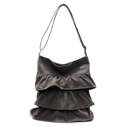 xbiez Praktische Canvas-Handtasche mit plissiertem Design, lässige Schulter-Umhängetasche, verleiht jedem Outfit einen Hauch von Mode, einzigartiges Design von xbiez