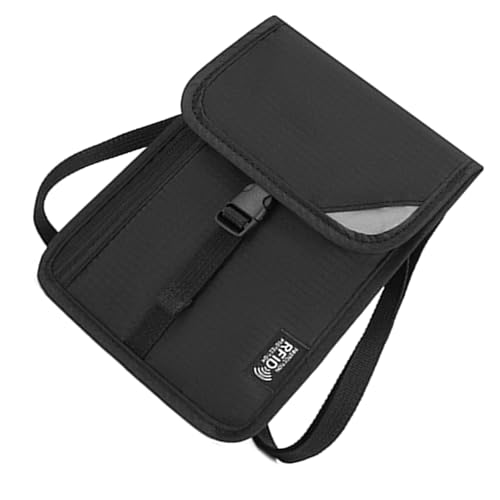 xbiez Reise-Halstasche, Brustbeutel mit RFID-blockierendem Familienpasshalter für einfaches Reisen, einfaches Design, Reisepasshülle für Herren, Schwarz , One Size von xbiez