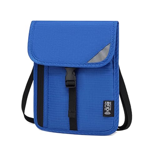 xbiez Reise-Halstasche, Brustbeutel mit RFID-blockierendem Familienpasshalter für einfaches Reisen, einfaches Design, Reisepasshülle für Herren, blau, One Size von xbiez