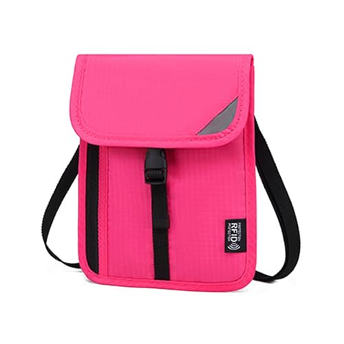 xbiez Reise-Halstasche, Brustbeutel mit RFID-blockierendem Familienpasshalter für einfaches Reisen, einfaches Design, Reisepasshülle für Herren, rosarot, One Size von xbiez