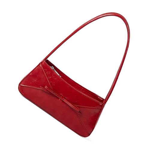 xbiez Stilvolle Abendtasche mit Schleifenverzierung und geräumigem Innenfutter, PU-Leder-Umhängetaschen, Abendtasche für den täglichen Gebrauch, Damenhandtasche, rot, One Size von xbiez