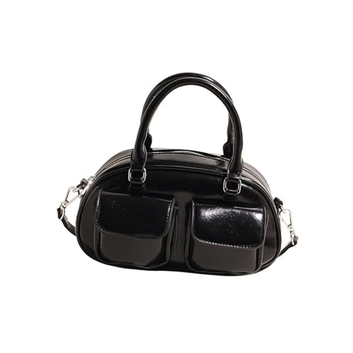 xbiez Stilvolle Damen-Umhängetasche, elegante Umhängetasche, PU-Leder, Handtasche mit Tragegriff oben, für die Arbeit oder den täglichen Gebrauch, trendige Damen-Schultertasche, Schwarz , One Size von xbiez