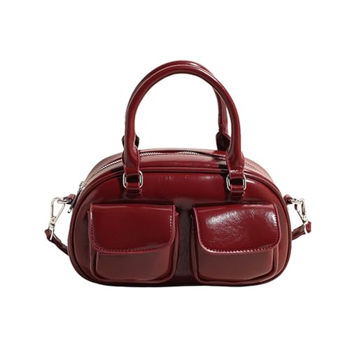 xbiez Stilvolle Damen-Umhängetasche, elegante Umhängetasche, PU-Leder, Handtasche mit Tragegriff oben, für die Arbeit oder den täglichen Gebrauch, trendige Damen-Schultertasche, rot, One Size von xbiez