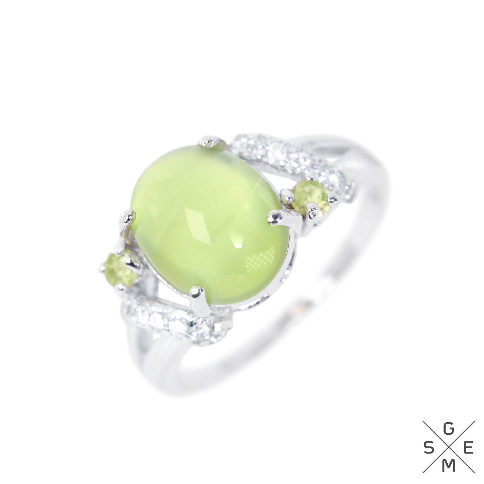 Natürlicher Prehnit 925 Sterling Silber Grüner Edelstein Ring 7, 5 Natürlicher Prehnit 925 Sterling Silber Grüner Edelstein Ring 7, 5 von xgems
