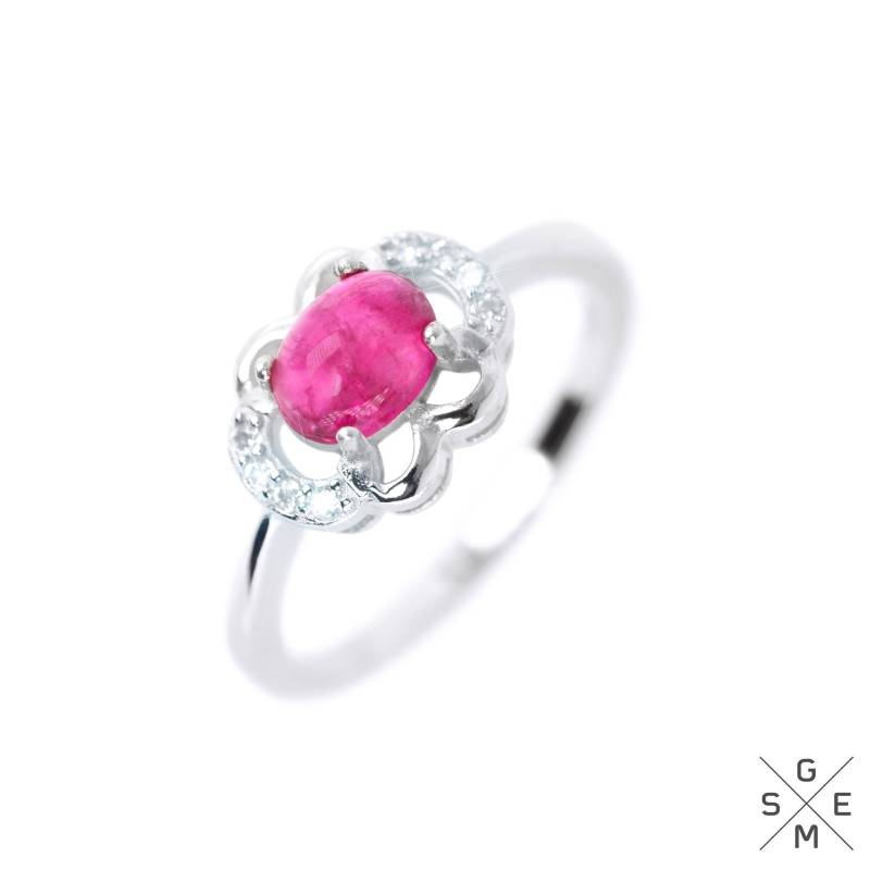 Natürlicher Rosa Turmalin Сabochon Rubellit Silber Ring 8, 25 von xgems