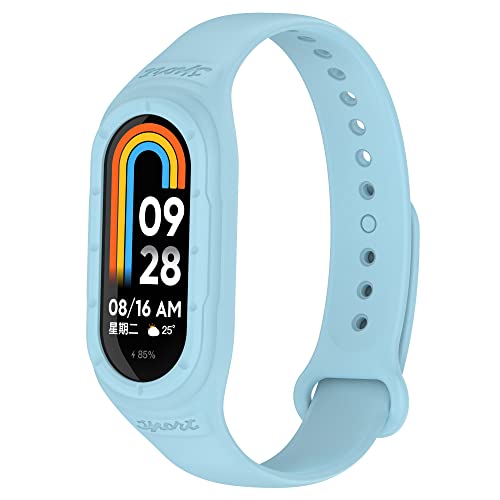 xhKJO Armband für Xiaomi Mi Band 8 Strap, Silikon Ersatzband Uhrenarmband Silikonband,Strap Armbänder Uhrenarmbänder Wrist Strap Bracelet Ersatzarmbänder für Xiaomi Mi Band 8 NFC Zubehör (Blau) von xhKJO