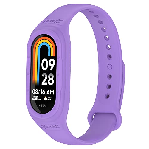 xhKJO Armband für Xiaomi Mi Band 8 Strap, Silikon Ersatzband Uhrenarmband Silikonband,Strap Armbänder Uhrenarmbänder Wrist Strap Bracelet Ersatzarmbänder für Xiaomi Mi Band 8 NFC Zubehör (lila) von xhKJO