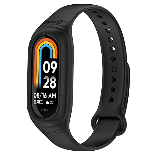 xhKJO Armband für Xiaomi Mi Band 8 Strap, Silikon Ersatzband Uhrenarmband Silikonband,Strap Armbänder Uhrenarmbänder Wrist Strap Bracelet Ersatzarmbänder für Xiaomi Mi Band 8 NFC Zubehör (Schwarz) von xhKJO