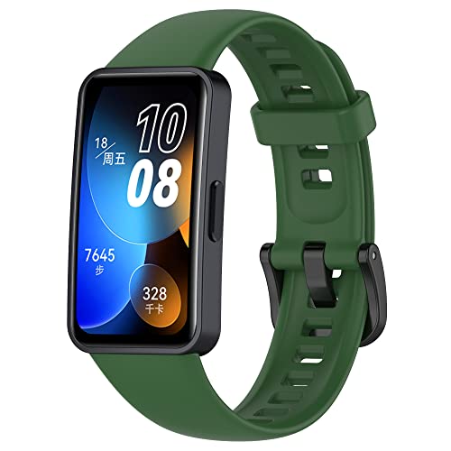 xhKJO Uhrenarmbänder für Huawei Band 8 Strap, Silikon Ersatzband Armband Uhrenarmband Silikonband,Strap Armbänder Wrist Strap Bracelet Ersatzarmbänder für Huawei Band 8 Watch Zubehör (Grün 1) von xhKJO